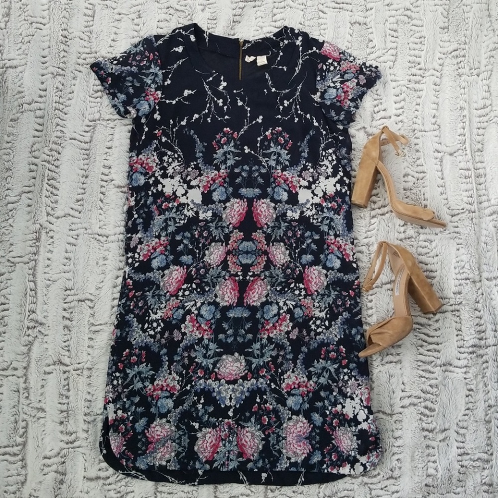 Navy blue floral dress